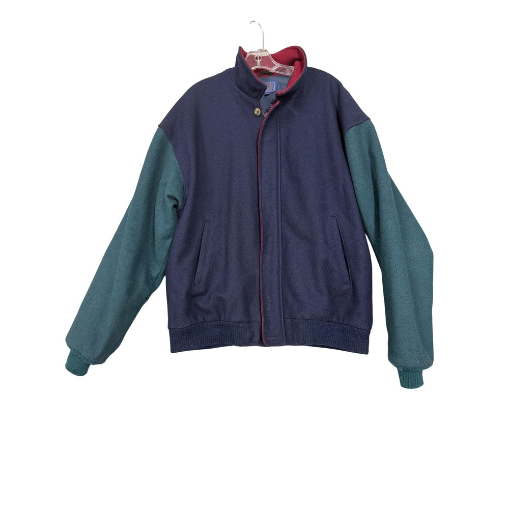 Vintage Pendleton Wool Jacket Mens LT Navy Green Thinsulate Bomber Made USA 90s‎